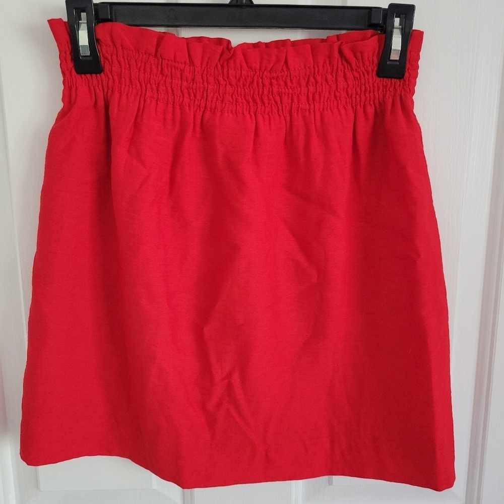 J. Crew Red Crinkle City Mini Paper Bag Waist Skirt Size 2